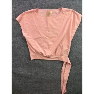 Indyeva Side Tie Crop Top Womens Small S Peach Pink Recycled Activewear Blouse